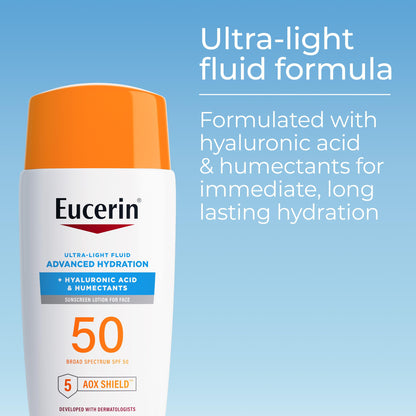 Eucerin ultra lightweight face sunscreen fluid packaging texture