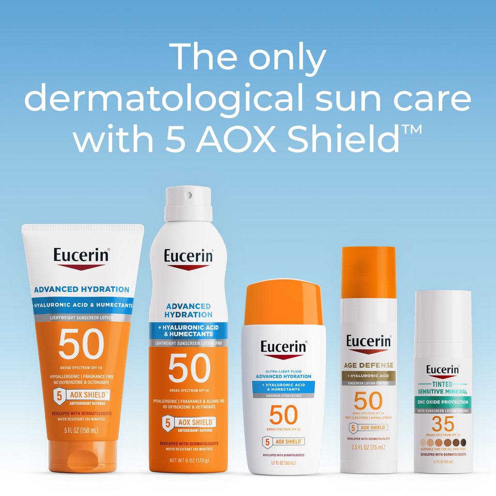 Non comedogenic Eucerin liquid sunscreen for sensitive skin