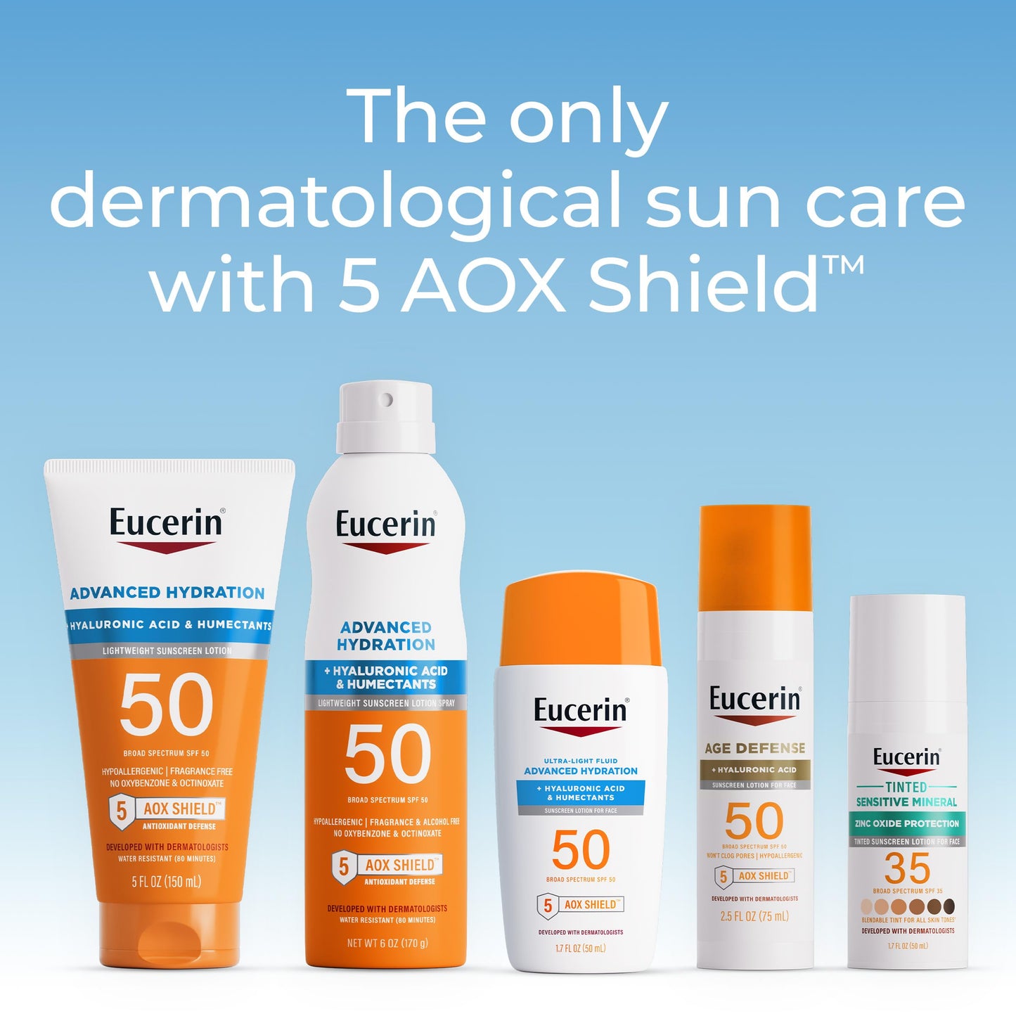 Non comedogenic Eucerin liquid sunscreen for sensitive skin