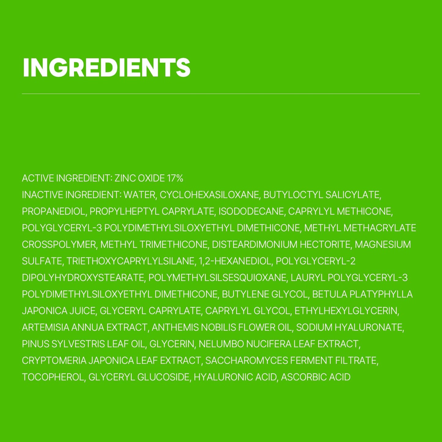 Round Lab Birch Juice Mild Up Sunscreen ingredients list