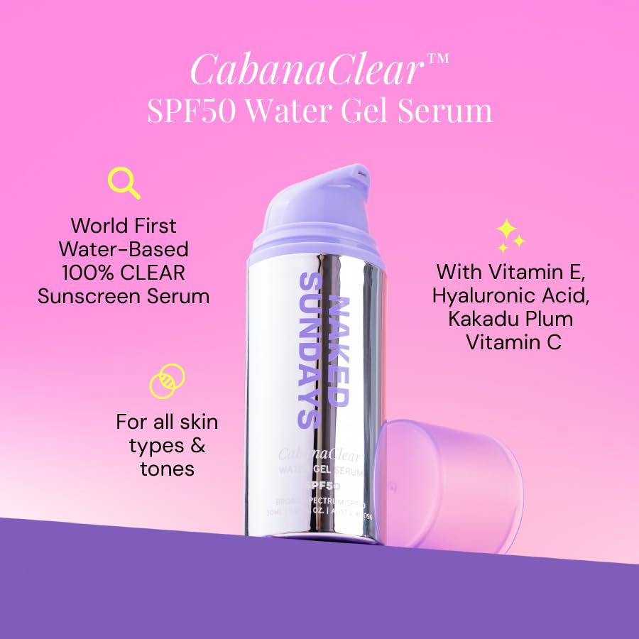 Naked Sundays skincare bottle with ingredient information