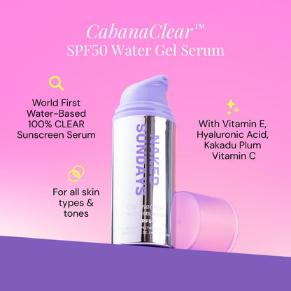 Naked Sundays skincare bottle with ingredient information