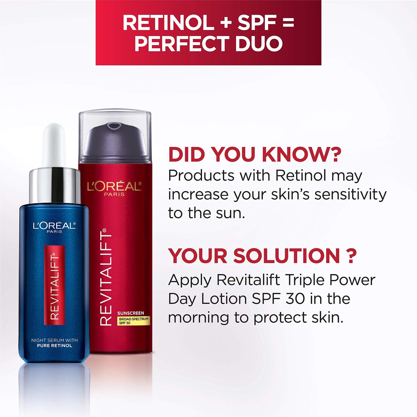 L'Oreal Paris Revitalift Triple Power SPF 30 packaging side profile