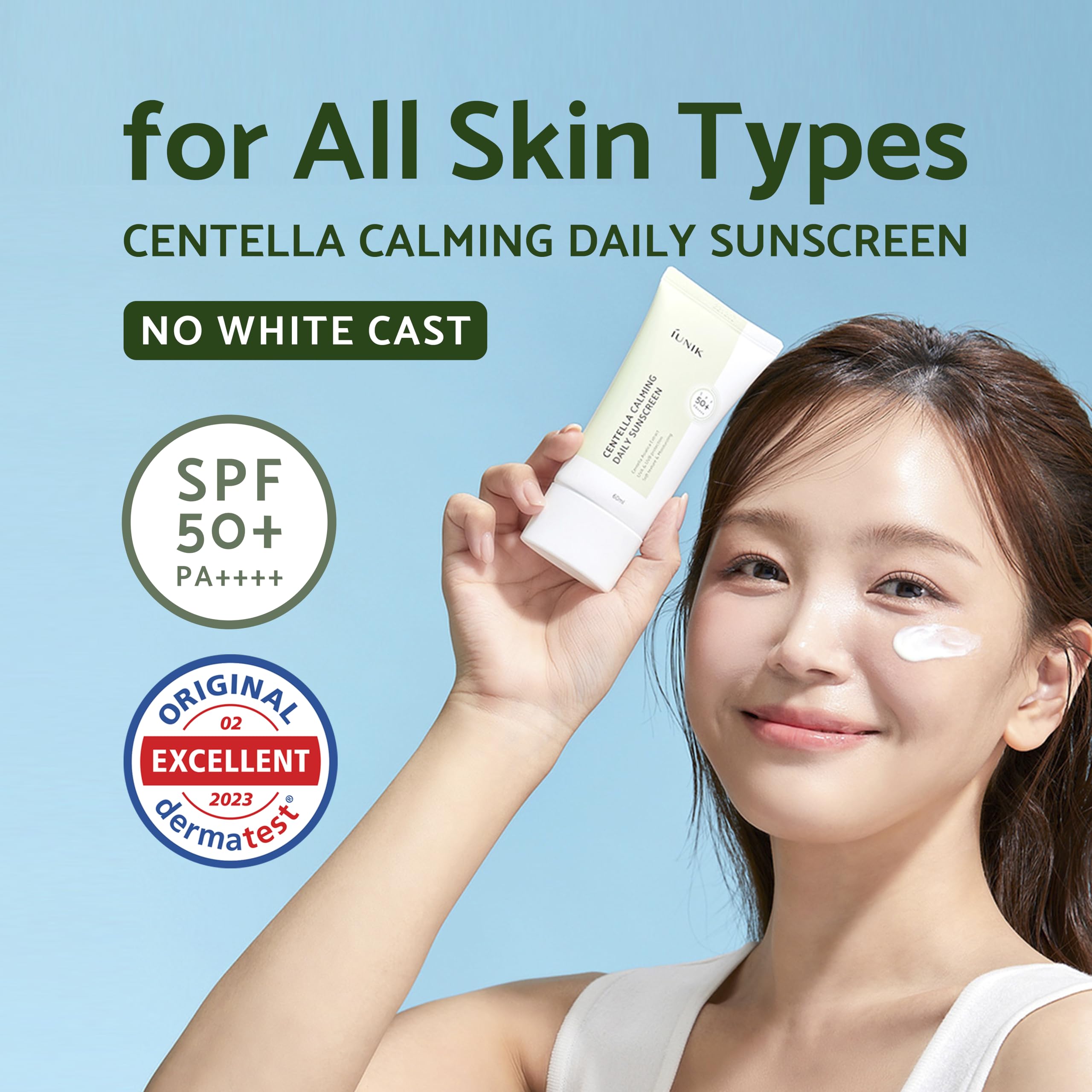 Iunik SPF 50 sunscreen tube showing product branding