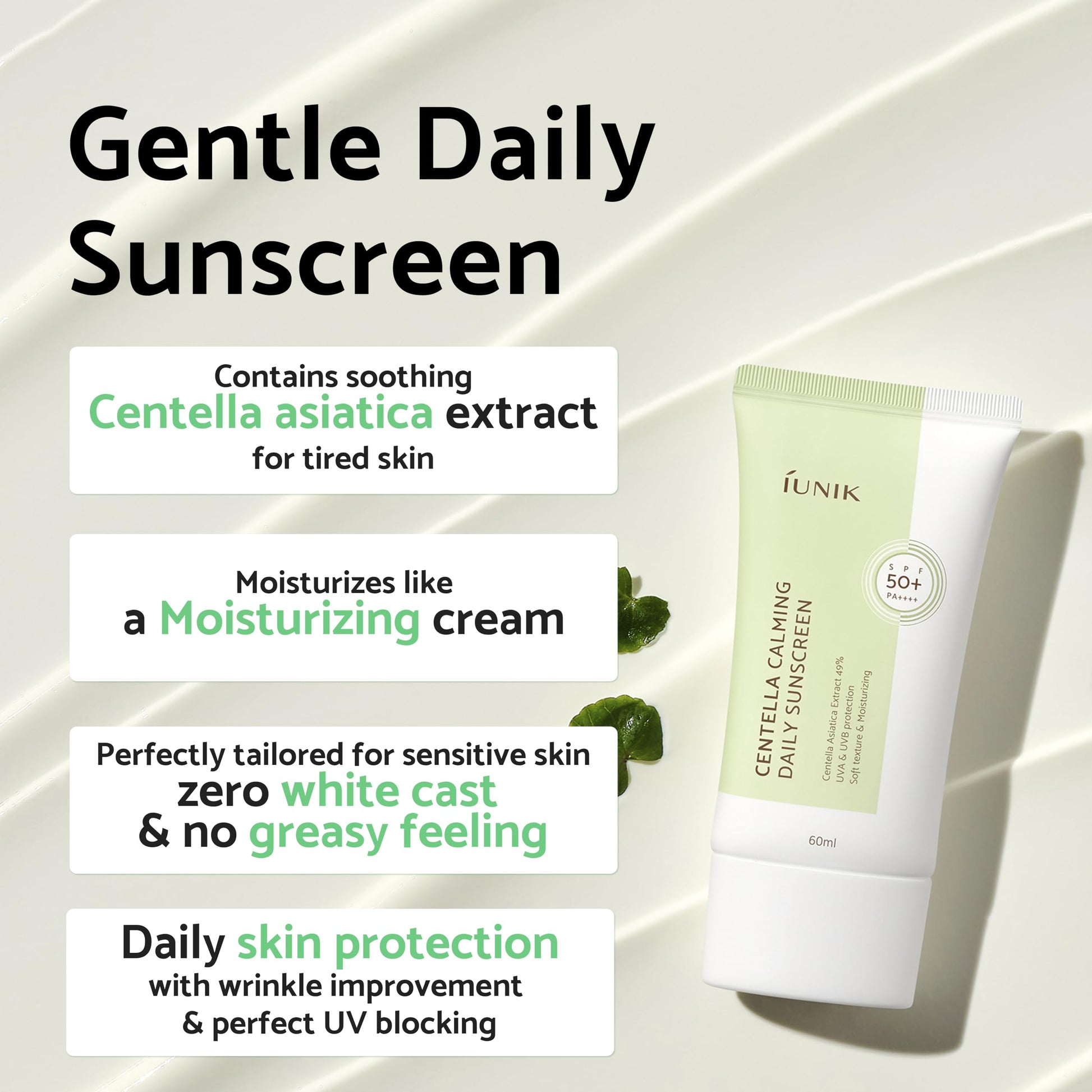 Iunik Korean sunscreen 60 milliliter tube side angle