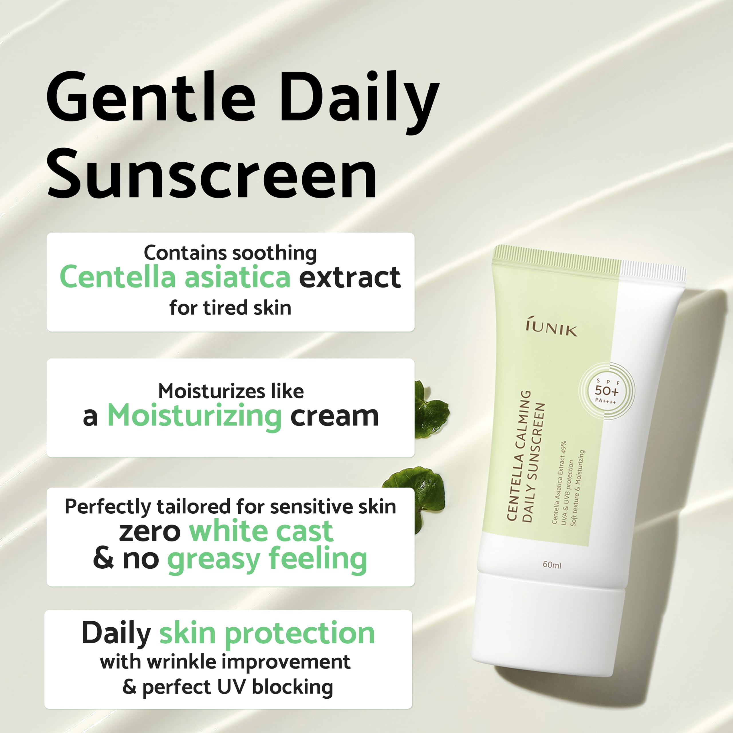 Iunik Korean sunscreen 60 milliliter tube side angle