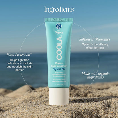Coola sunscreen packaging held in hand for scale