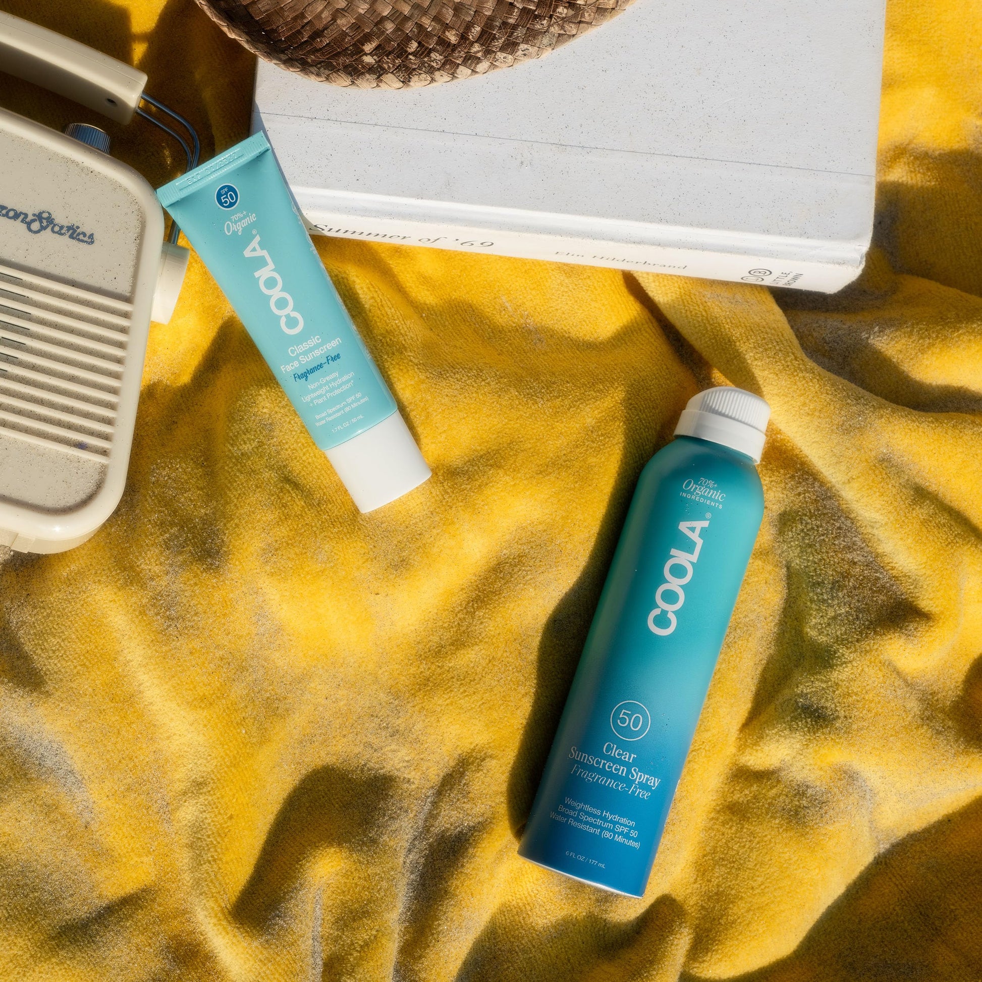 Coola sunscreen tube side profile showcasing branding