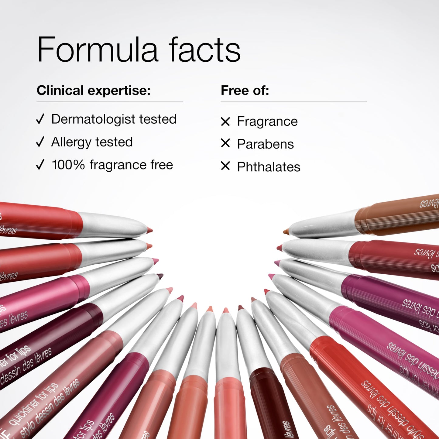 Clinique long wearing transfer resistant lip liner applied alongside a matching lip gloss color