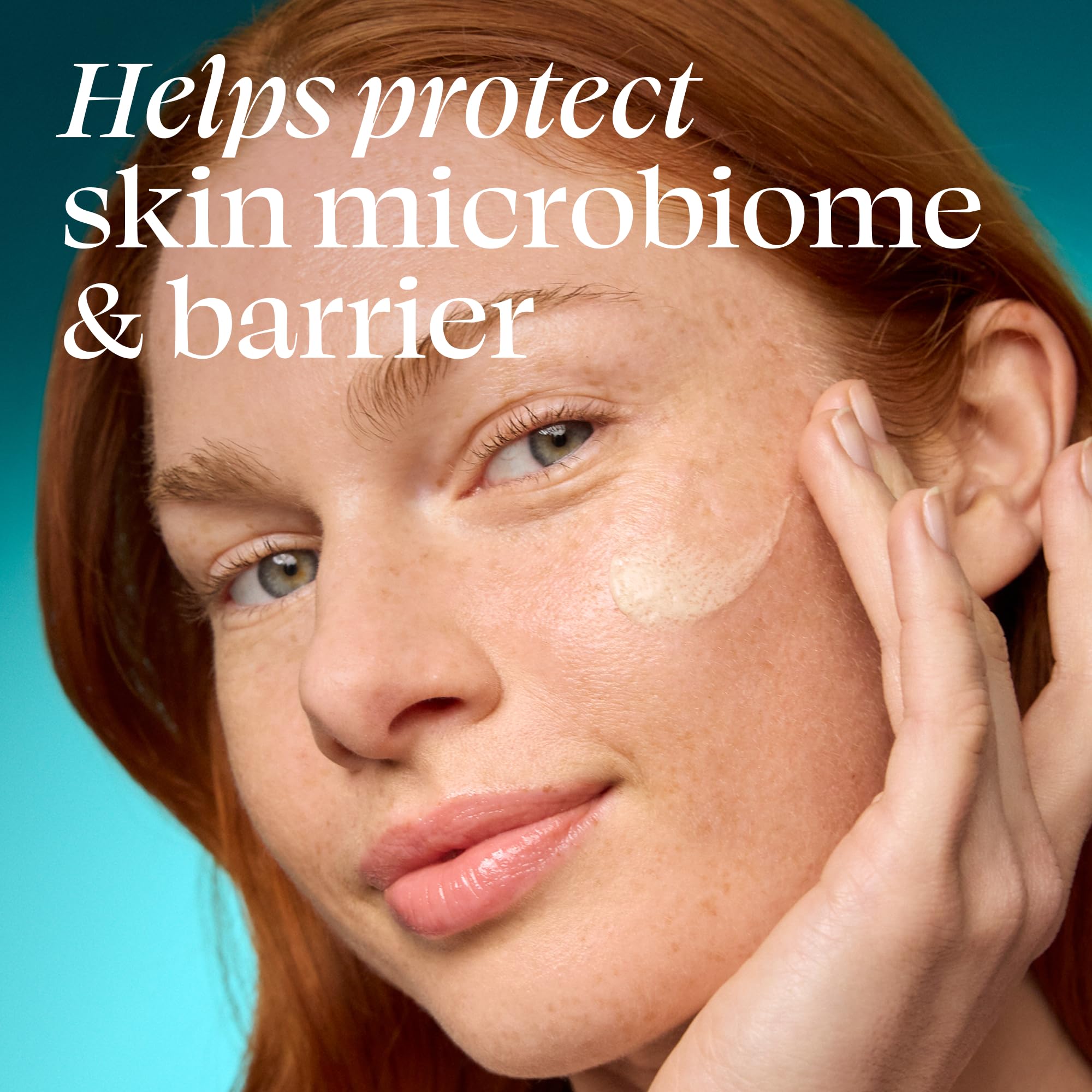 Model applying Tula glow sunscreen for radiant finish