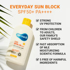 Derma B SPF50 sunscreen lotion texture swatch on hand
