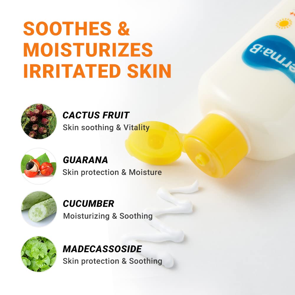 Derma B sun protection lotion application on face