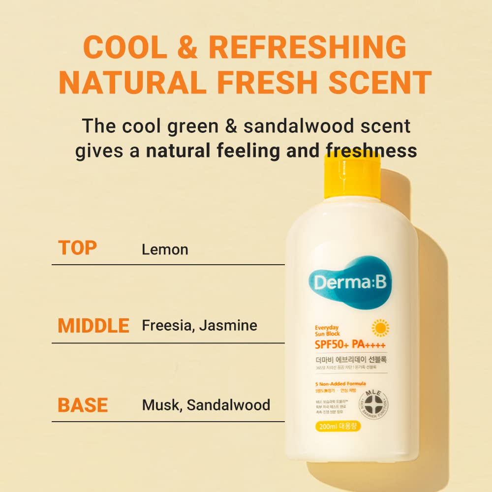 Close up of Derma B 200ml packaging back label