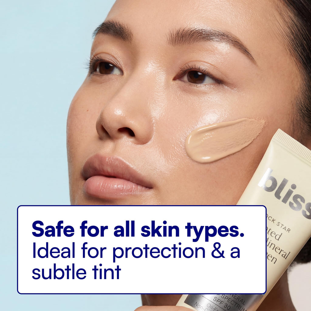 Bliss Block Star daily skincare routine flat lay