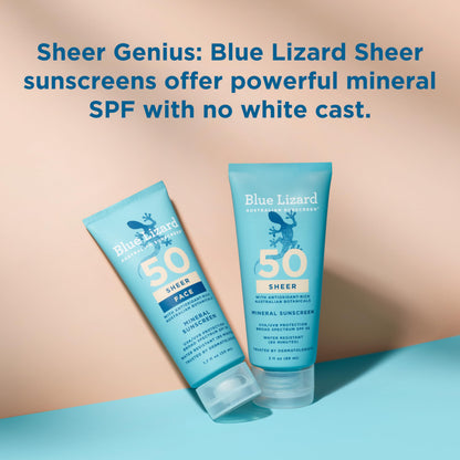 Blue Lizard Sheer Face Mineral SPF 50 Sunscreen side view packaging