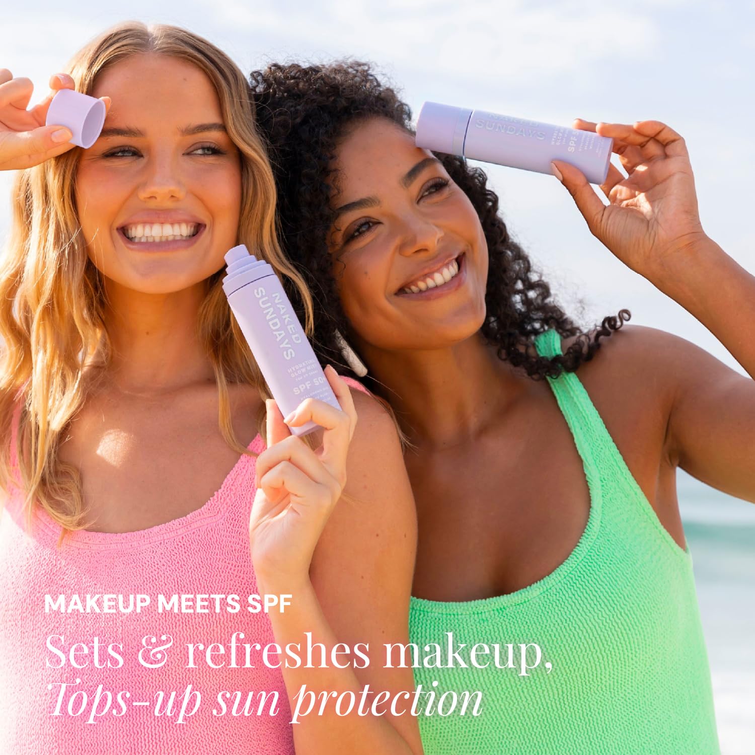 Naked Sundays SPF 50 mist texture demonstration