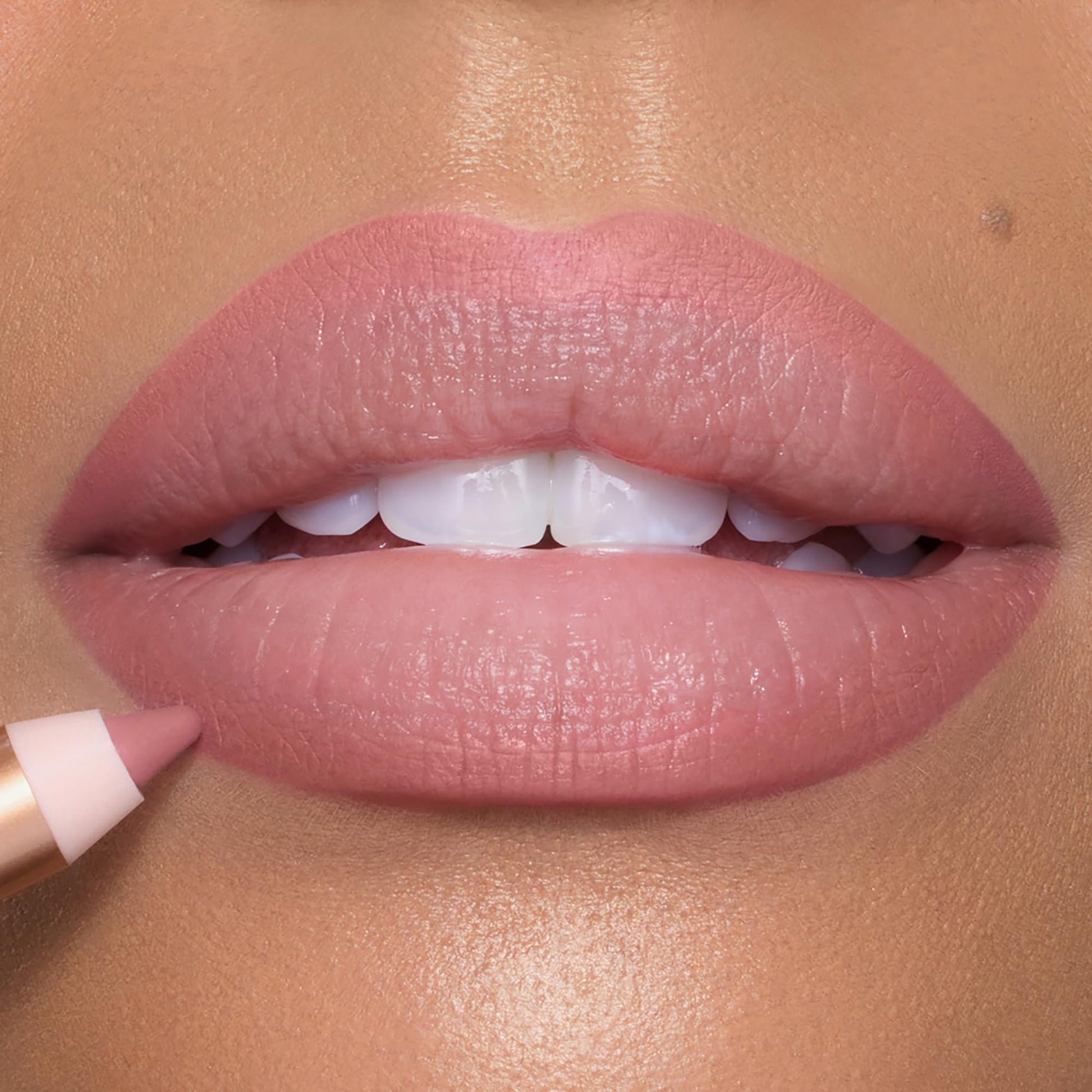 Charlotte Tilbury Lip Cheat Lip Liner Pencil shade comparison layout on a neutral background.