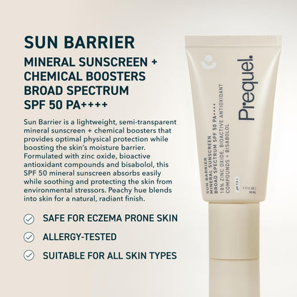 Prequel Skin Sun Barrier SPF 50 mineral sunscreen tube texture