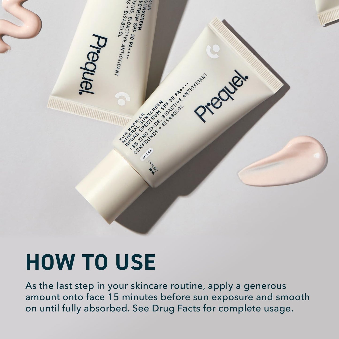 Prequel Skin Sun Barrier Mineral Sunscreen SPF 50 travel size bottle