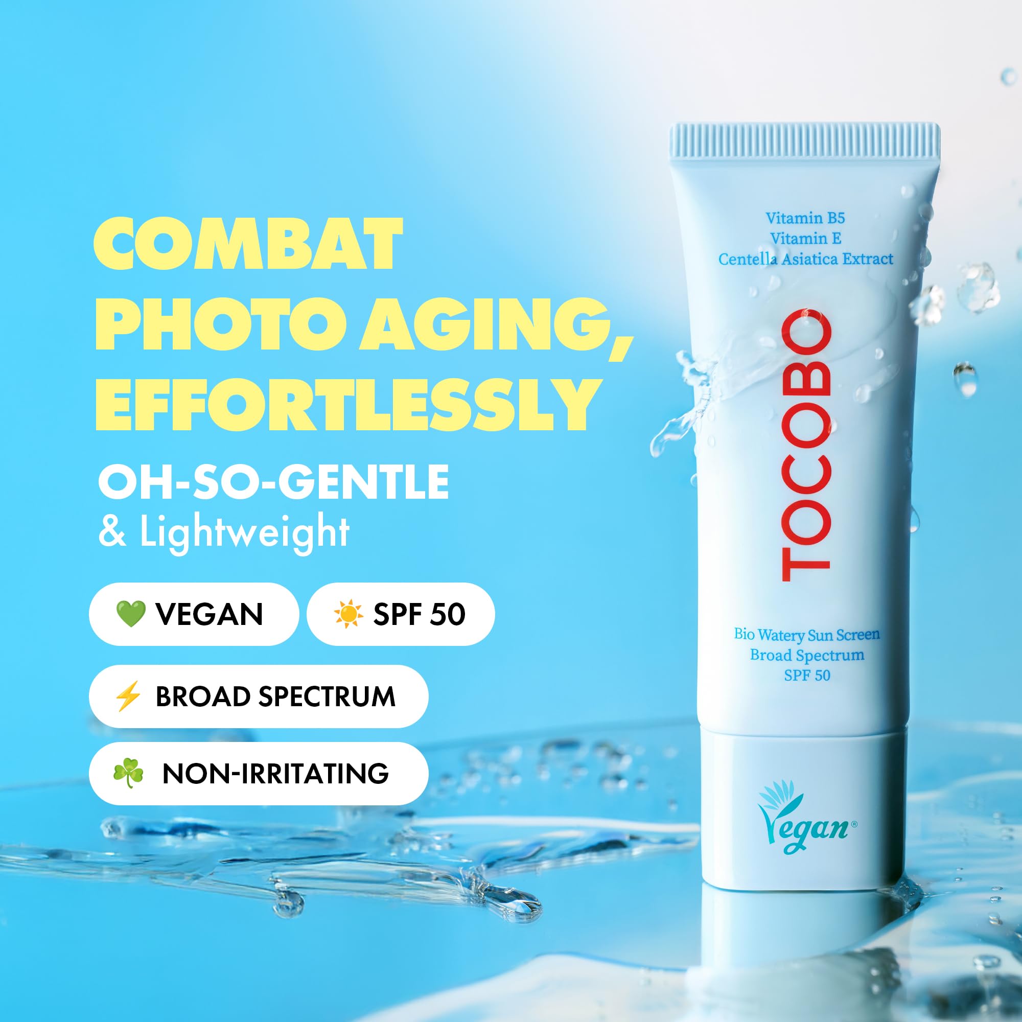 Tocobo Bio Watery Sunscreen applied to hand for glow test