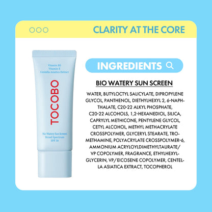 Tocobo Bio Watery Sunscreen SPF 50 box and bottle together