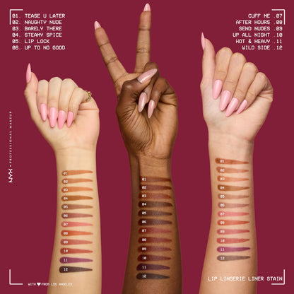 NYX Professional Makeup Lip Lingerie Liner Stain Up To No Good application demonstration