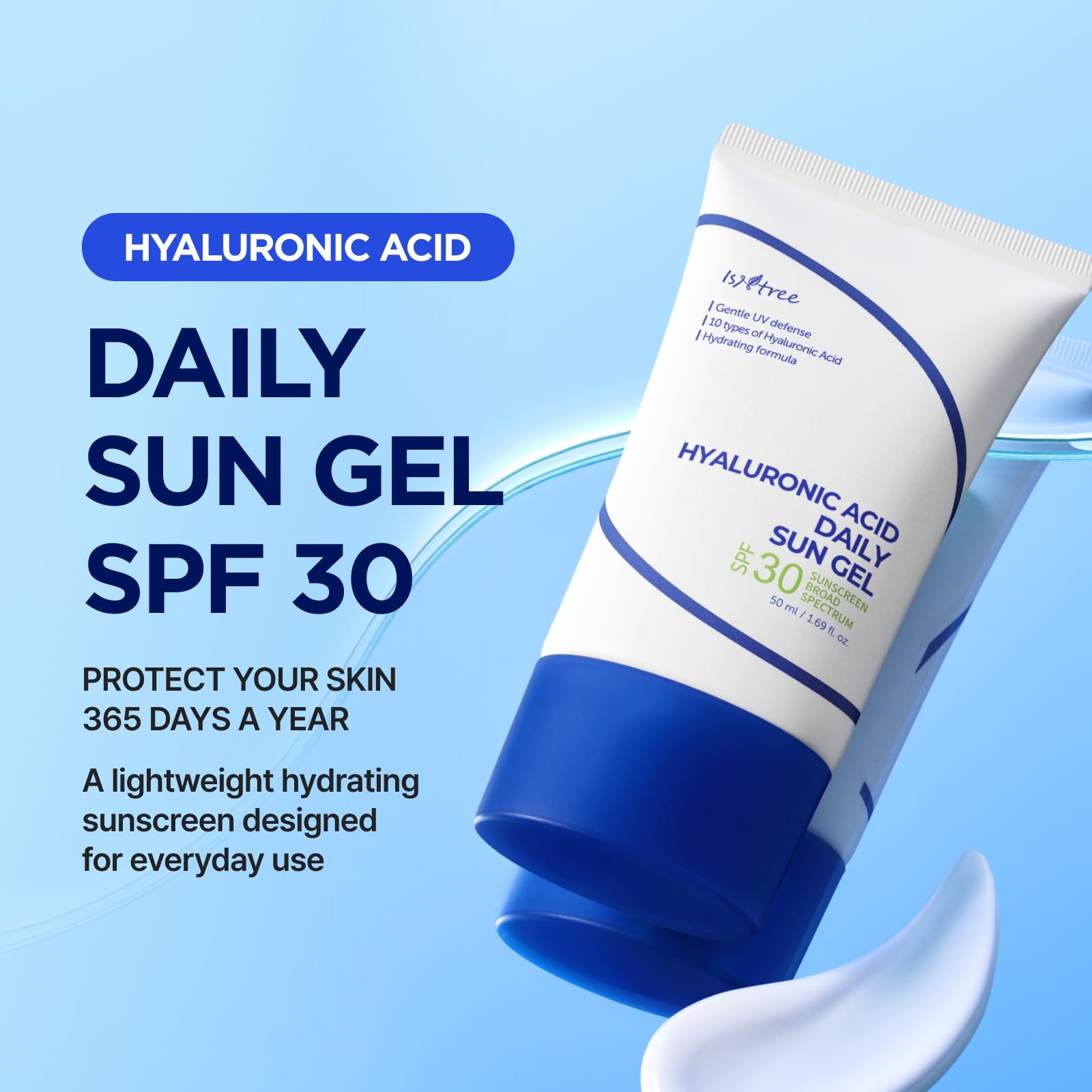 Isntree Korean sunscreen tube texture on skin