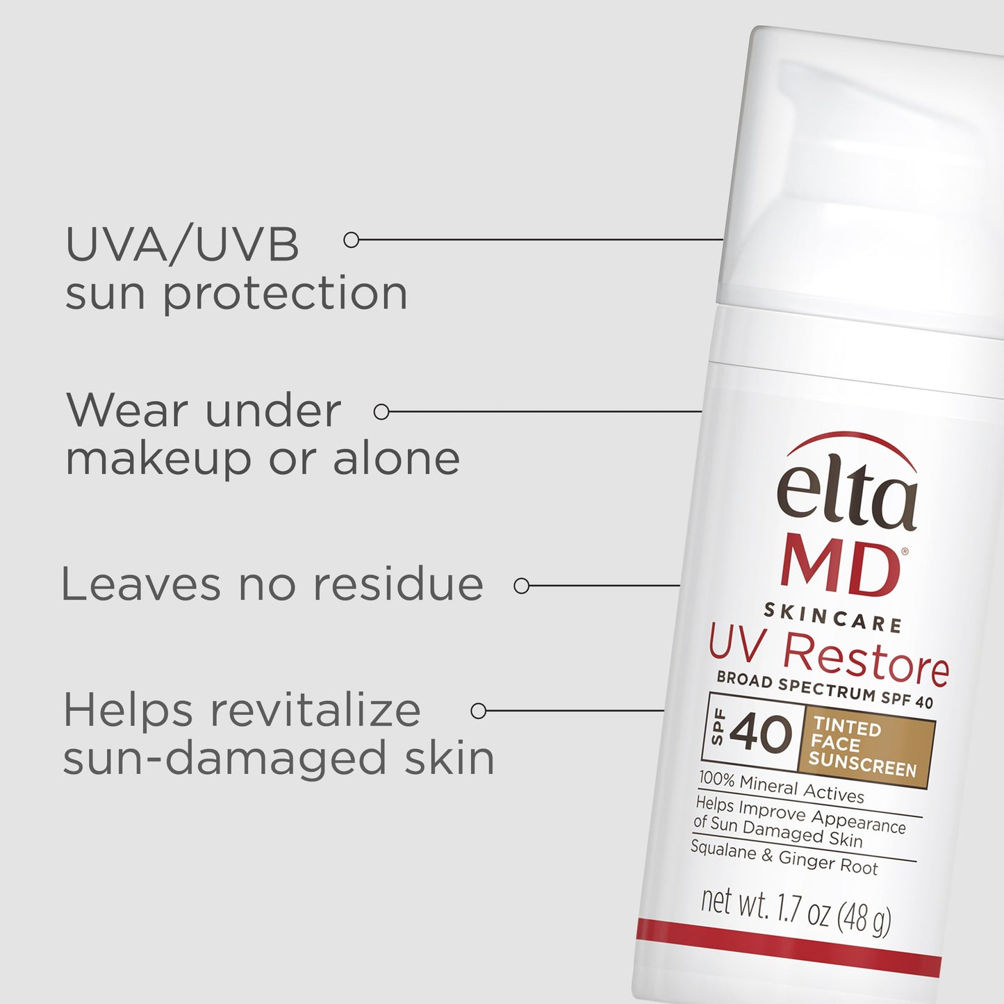 EltaMD mineral anti aging physical sunscreen packaging details