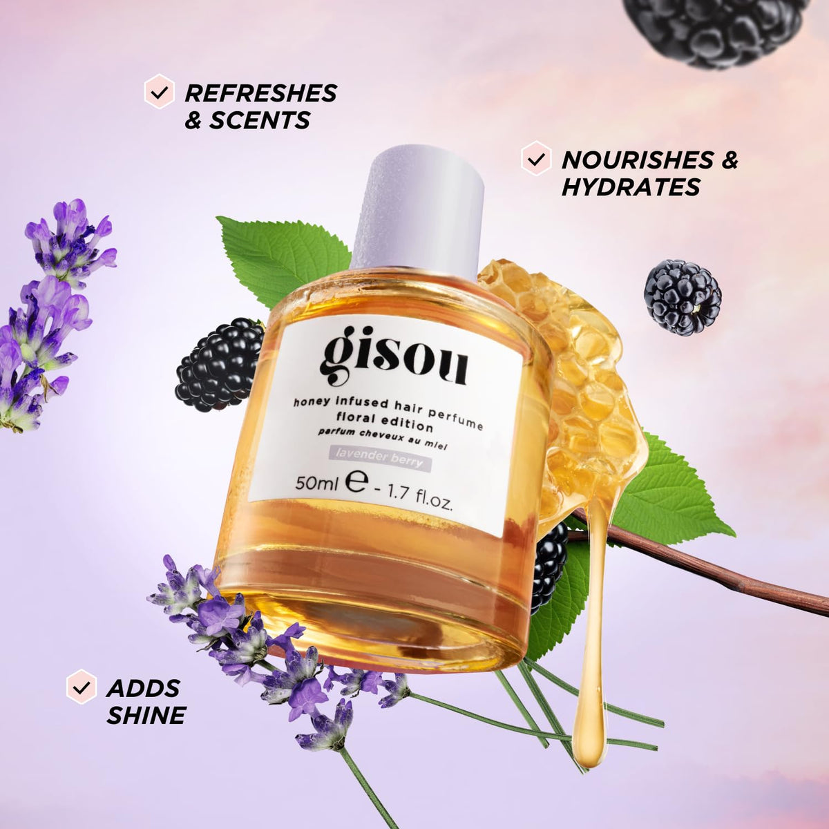 Gisou hair perfume travel size bottle details