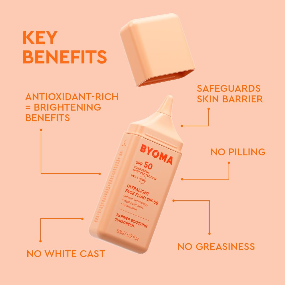 Texture of Byoma SPF 50 Face Fluid on skin