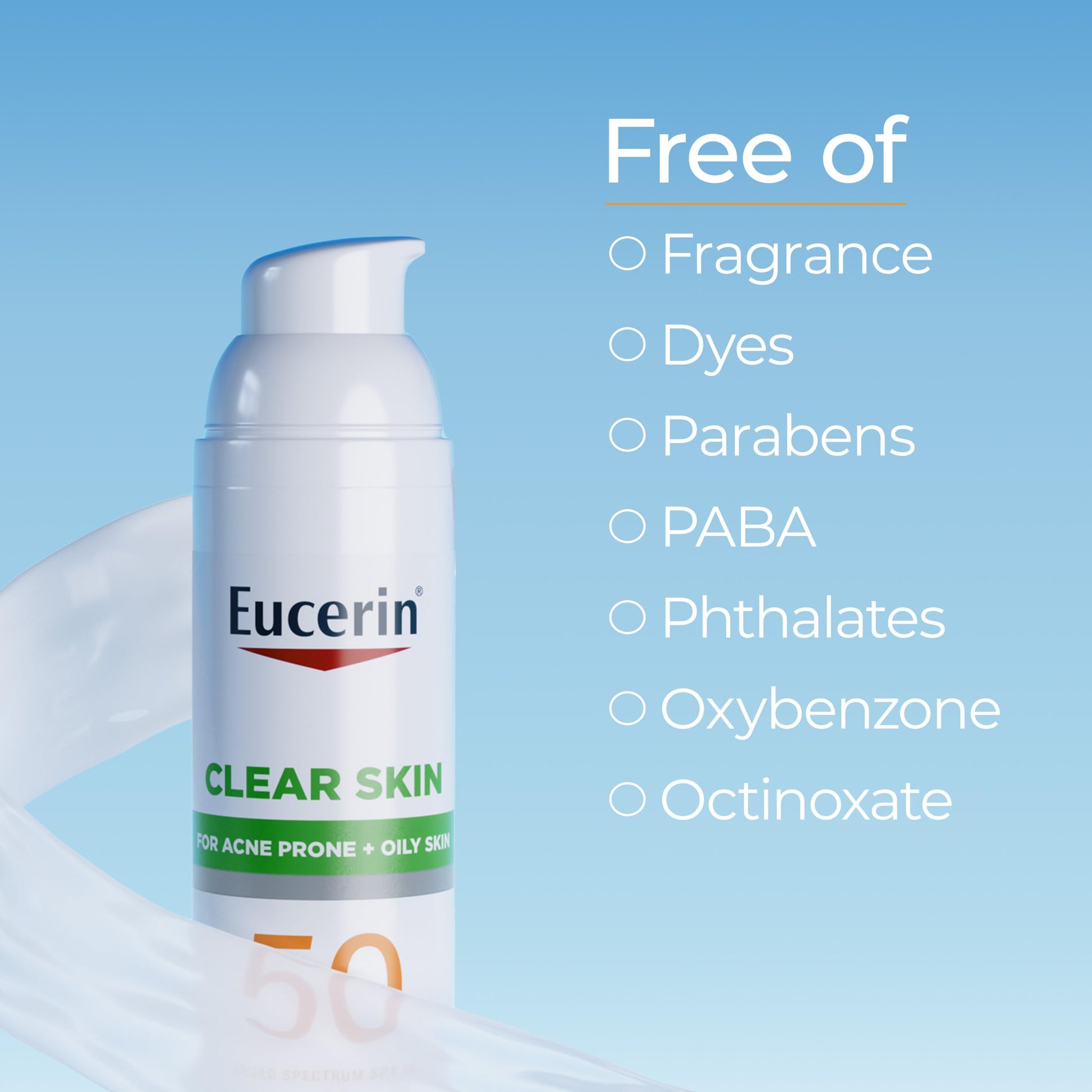 Eucerin sunscreen label highlighting SPF 50 protection