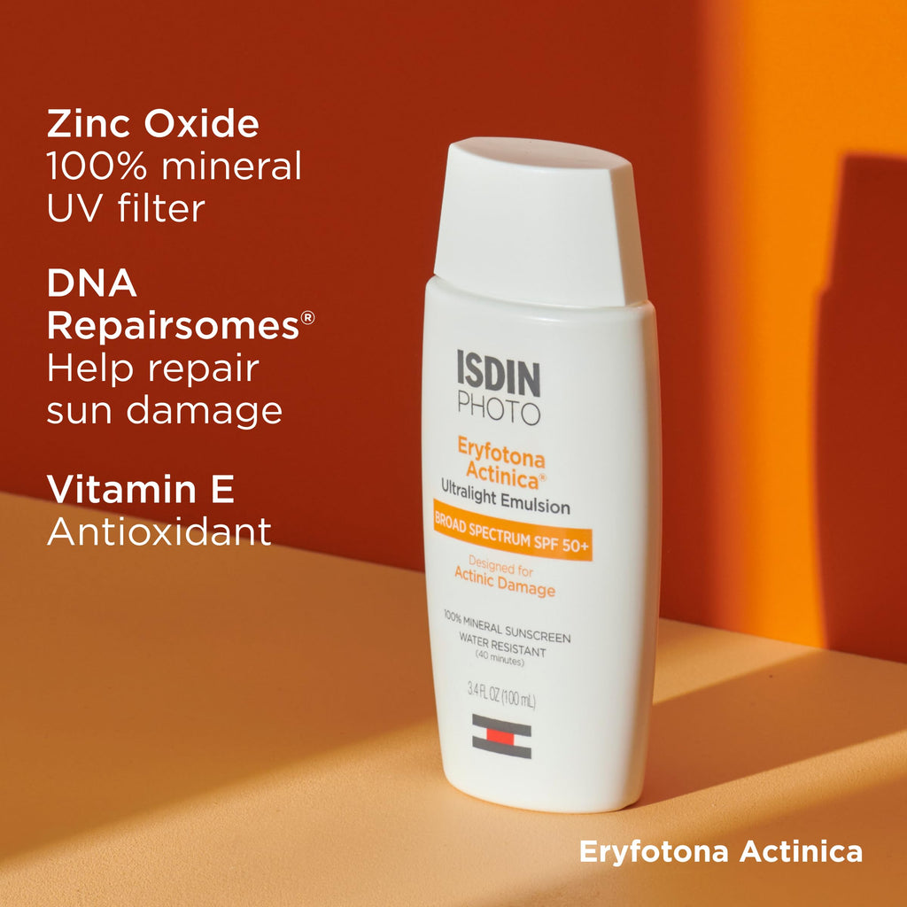 ISDIN zinc oxide broad spectrum sunscreen cap and nozzle