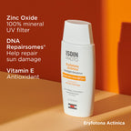 ISDIN zinc oxide broad spectrum sunscreen cap and nozzle
