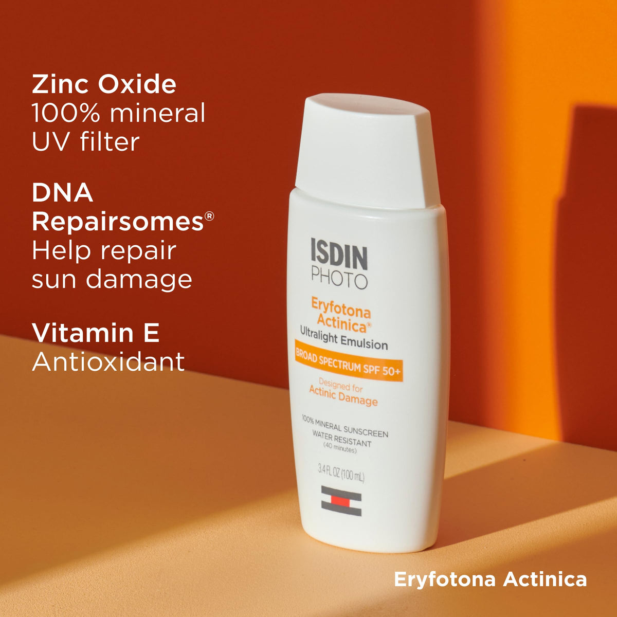ISDIN zinc oxide broad spectrum sunscreen cap and nozzle