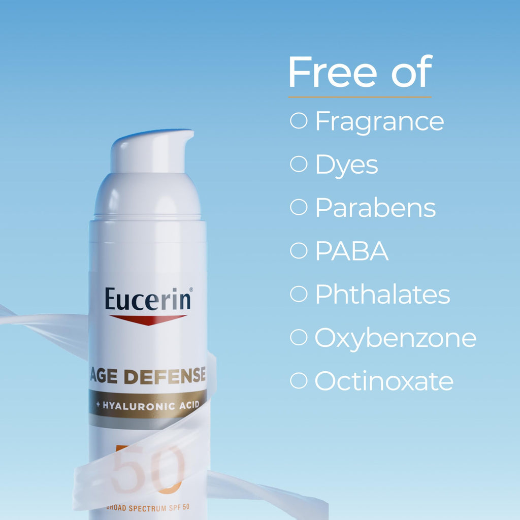 Eucerin sun age defense face sunscreen lotion application demonstration