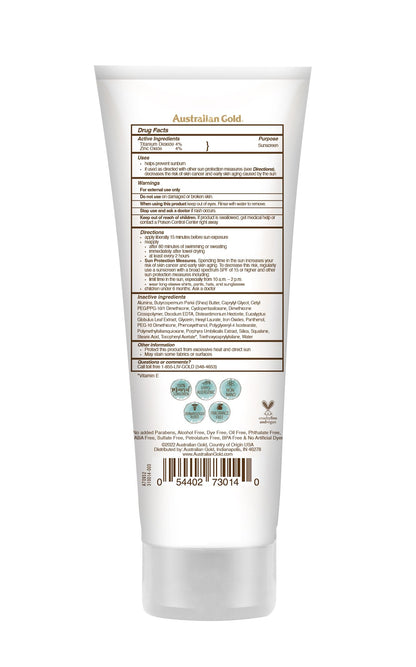 Australian Gold SPF 50 Mineral Sunscreen tube packaging