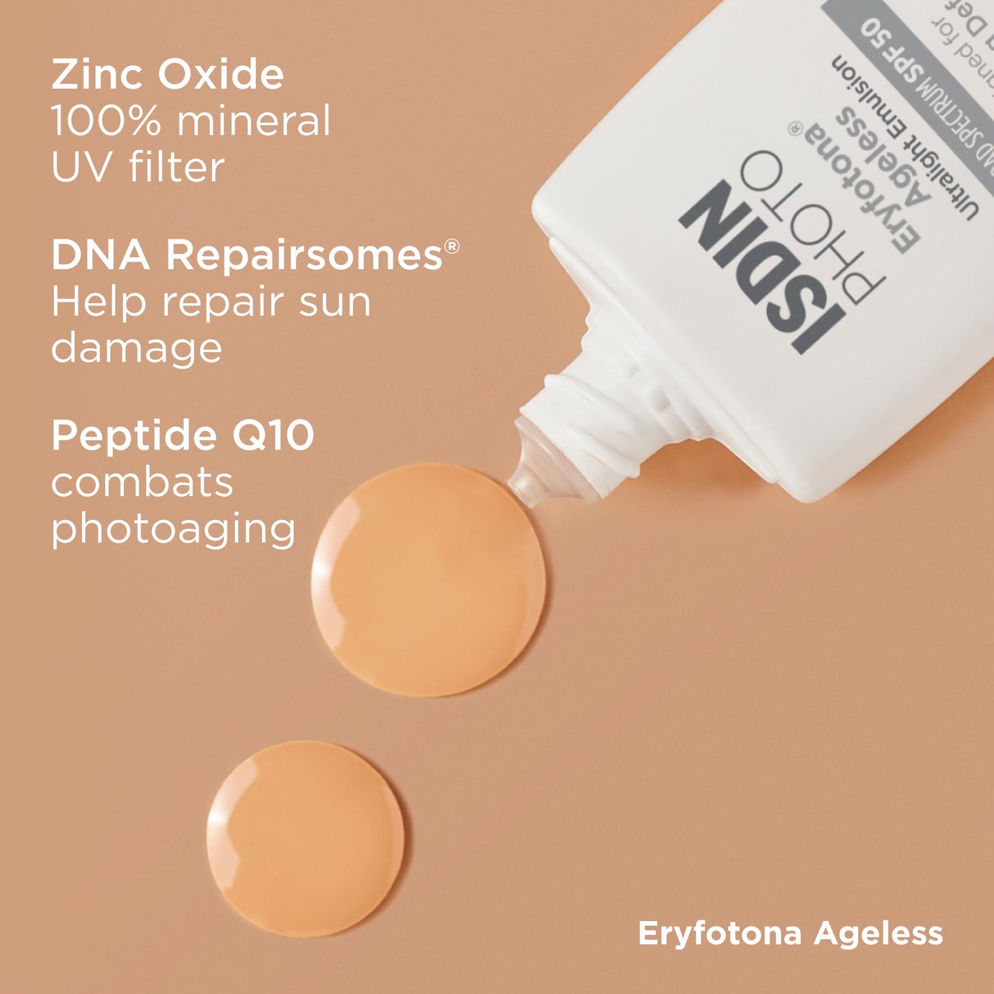 Back of bottle showing ingredients for Isdin Eryfotona Ageless sunscreen