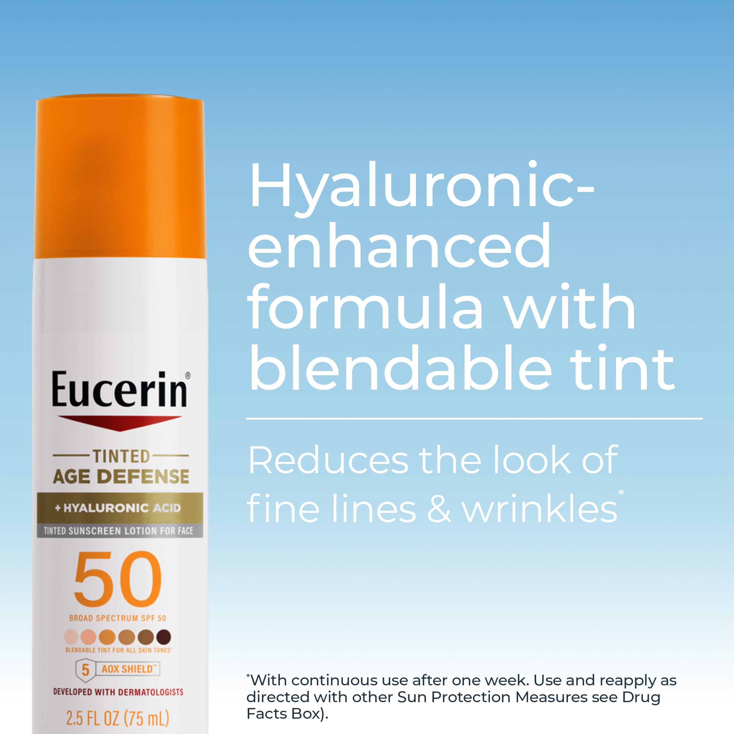 Eucerin anti aging tinted sunscreen lotion SPF 50 packaging