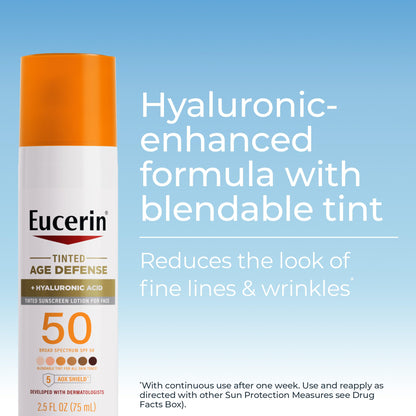 Eucerin anti aging tinted sunscreen lotion SPF 50 packaging