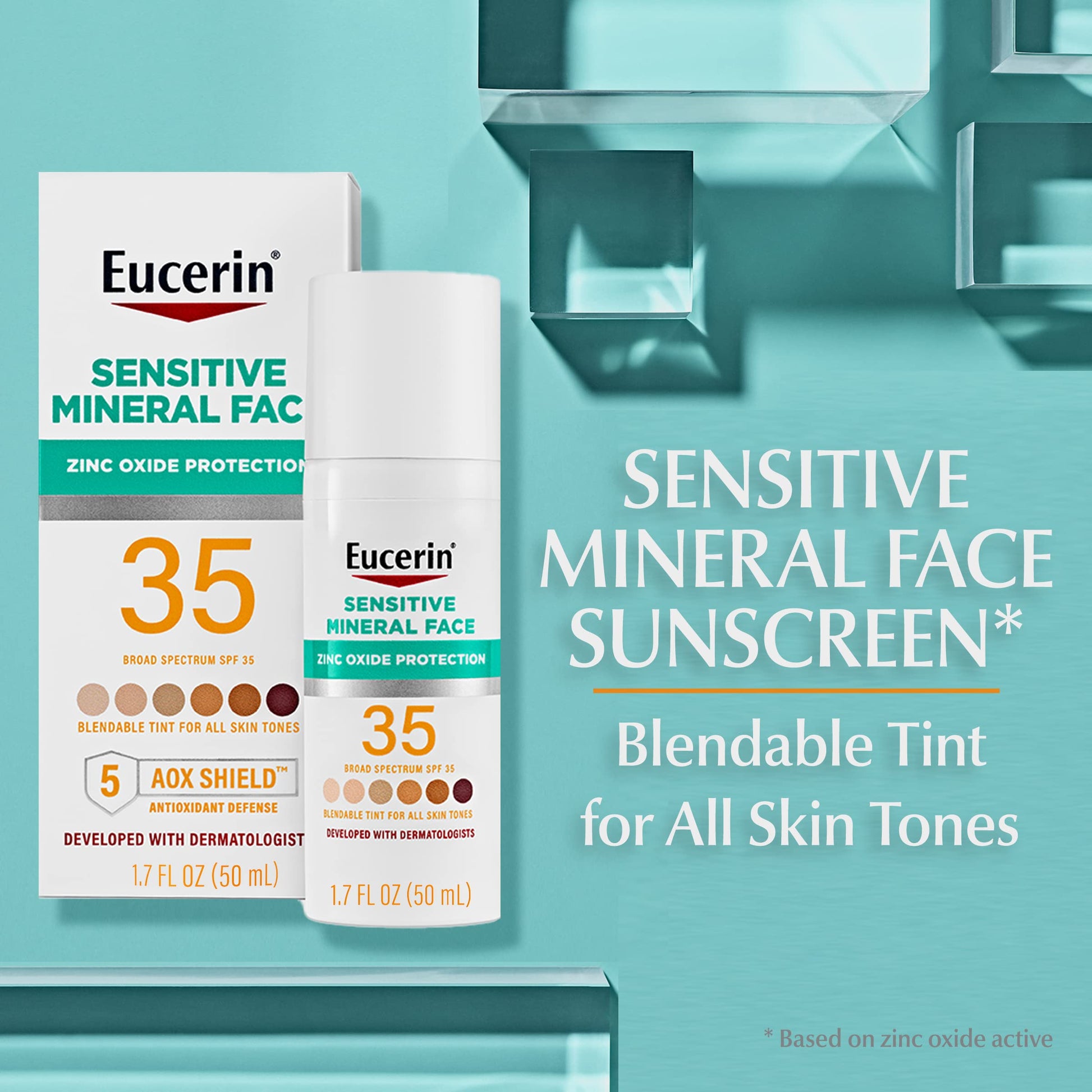 Texture swatch of Eucerin tinted face sunscreen on skin