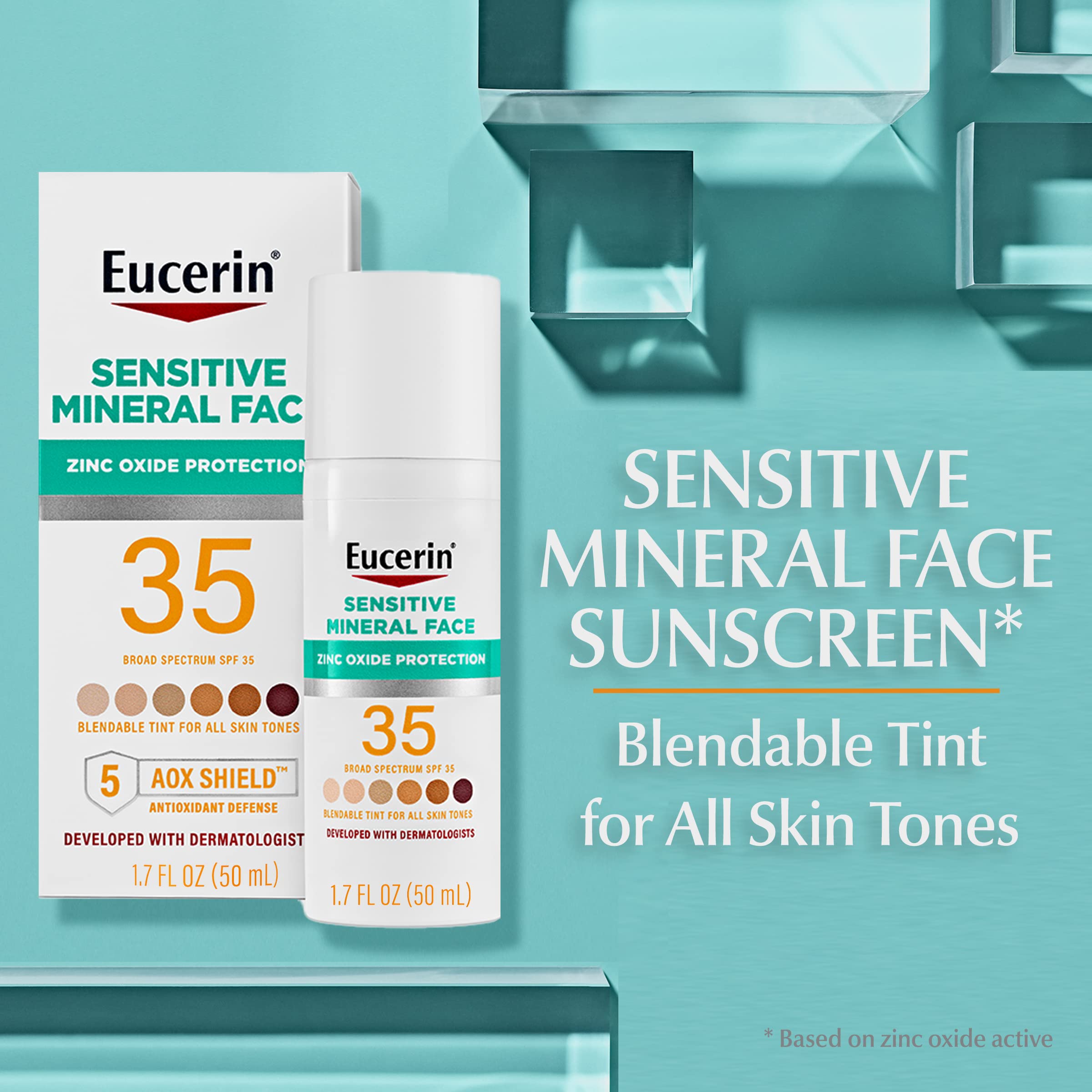 Texture swatch of Eucerin tinted face sunscreen on skin