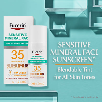 Texture swatch of Eucerin tinted face sunscreen on skin