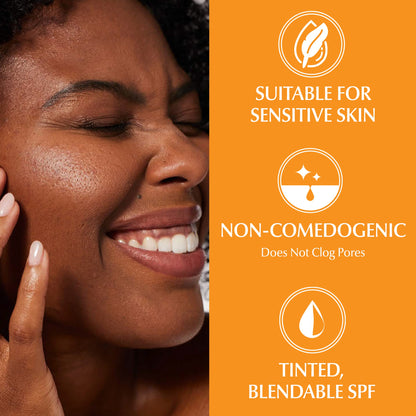 Applying Eucerin tinted mineral sunscreen to face