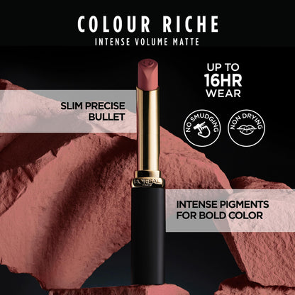 L'Oreal Paris Colour Riche Worth It lipstick swatched on skin.