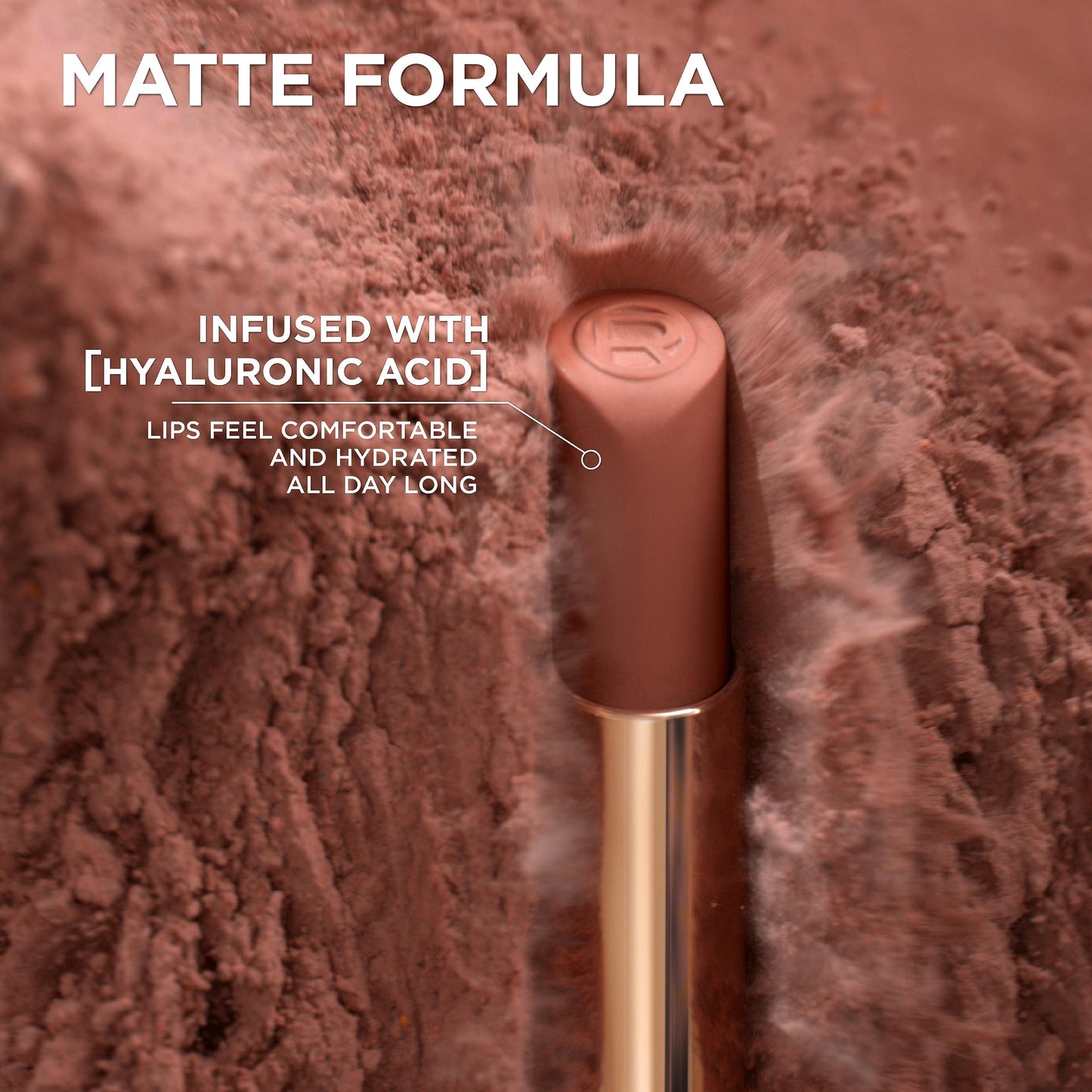 Close up of the precise tip on the L'Oreal Paris intense volume matte lipstick.