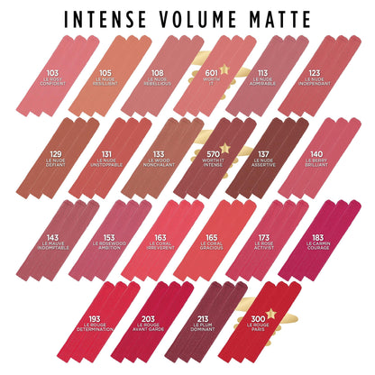 USA imported L'Oreal Paris powdery matte lipstick collection display.