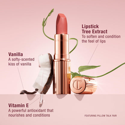 Hydrating matte lipstick bullet close up highlighting the creamy buildable texture