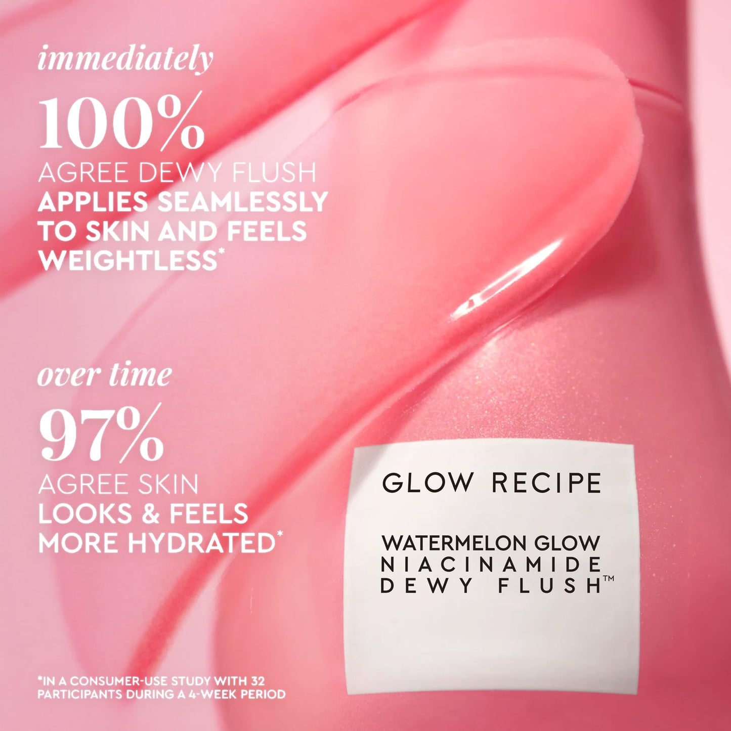 Glow Recipe watermelon niacinamide blush bottle open showing doe foot
