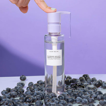 Glow Recipe Blueberry Bounce Cleanser pump dispenser view on white background
