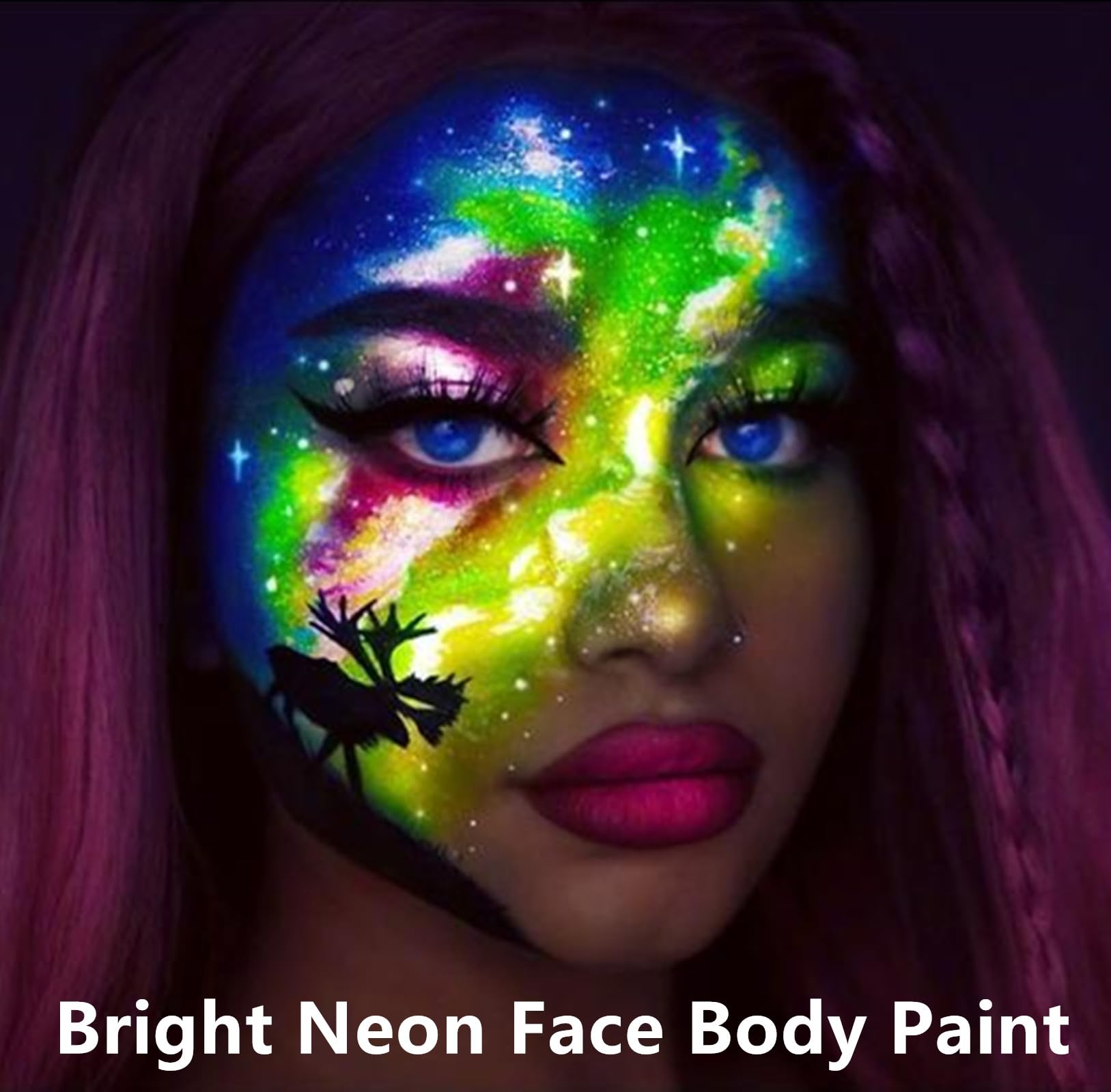 Water based non toxic neon green body paint cream texture being squeezed onto the cushion applicator.